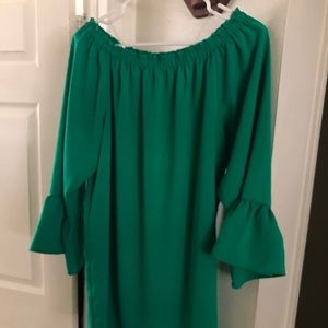 TCEC green off the shoulder dress